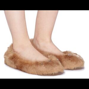 Sam Edelman Felina tan faux fur ballet flats 6.5